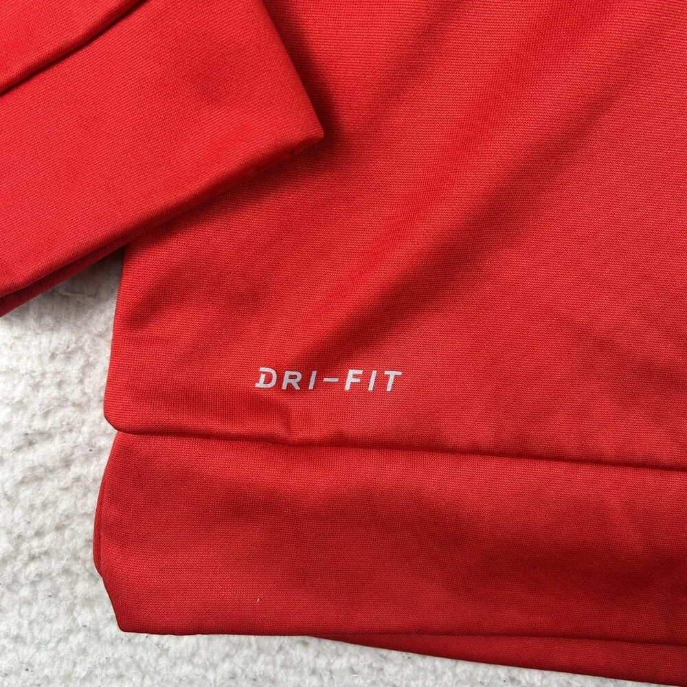 Nike Dri-FIT Fleece Shirt Mens Medium Red 1/4 Zip Mock Neck Running Top Athletic